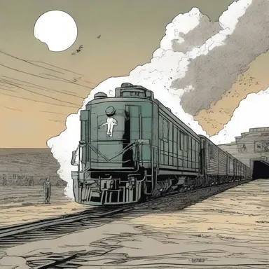 In the graphic novel, the superhero fought off villains inside a collapsing cattle car.
