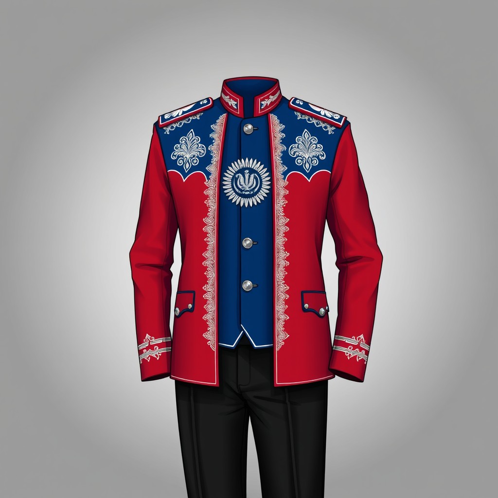 A high-quality illustration of a Paskibraka jacket, showcasing its distinct features