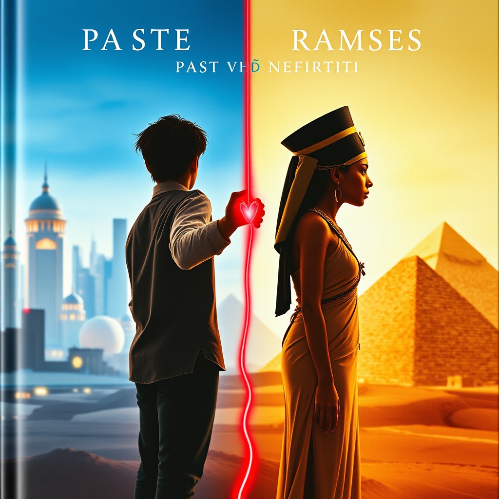 A captivating book cover that elegantly combines the concept of past and future