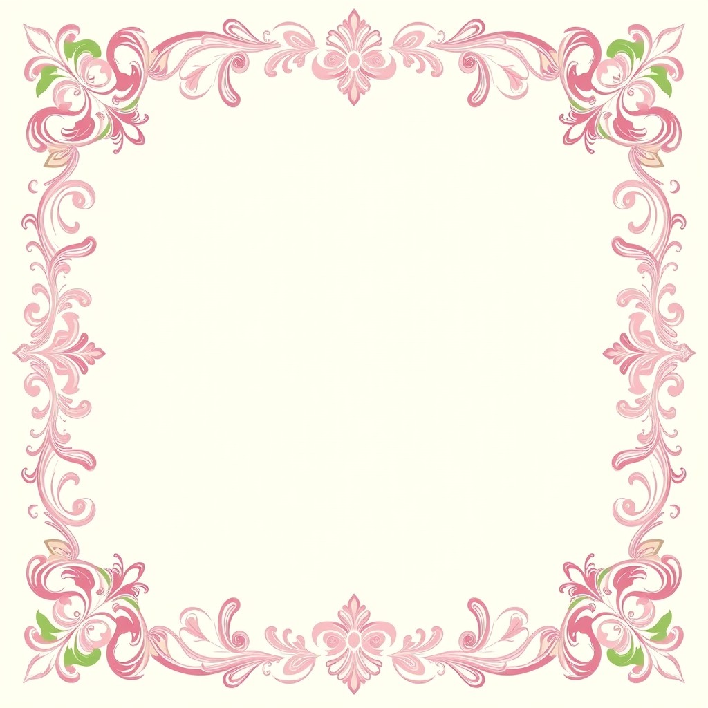An ornate page border design featuring intricate floral patterns and elegant scrollwork, with a vintage, classy aesthetic