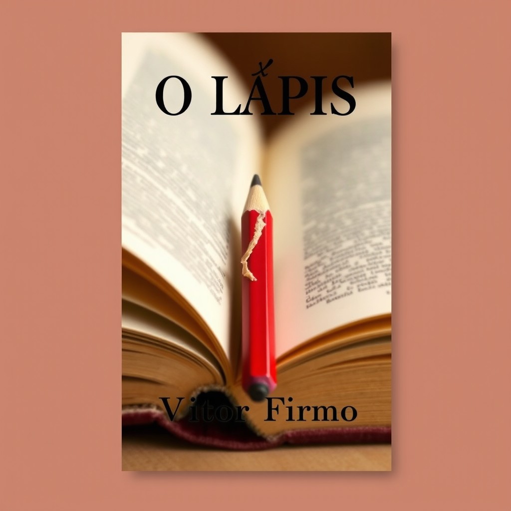 A book cover design for an A4 format with the title "O LÁPIS" prominently displayed at the top in bold, creative typography
