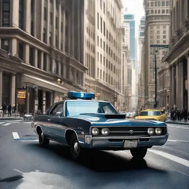 In the science fiction novel, the protagonist escaped from the alien invasion by stealing a squad car and racing through the city.
