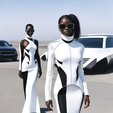 The fashion designer showcased a futuristic collection inspired by the sleek design of a squad car.