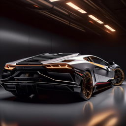 A dramatic 8K resolution, 1080HP picture quality concept of a luxurious Lamborghini supercar, conceptualized by Mansory. This imagery encapsulates the pinnacle of luxury, sleek Italian design, and exhilarating performance.