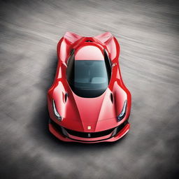 A fighter jet designed with Ferrari's characteristic features such as sleek red body, yellow emblem, and aerodynamic shape, embodying the essence of speed and luxury associated with Ferrari.