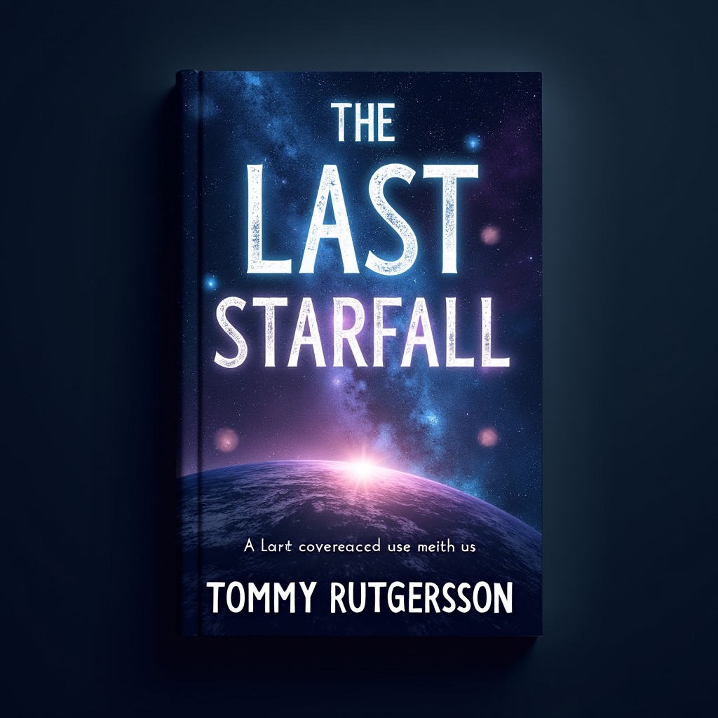 An engaging book cover design for "THE LAST STARFALL" that captures the essence of a cosmic journey