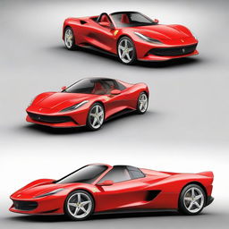 A fighter jet designed with Ferrari's characteristic features such as sleek red body, yellow emblem, and aerodynamic shape, embodying the essence of speed and luxury associated with Ferrari.