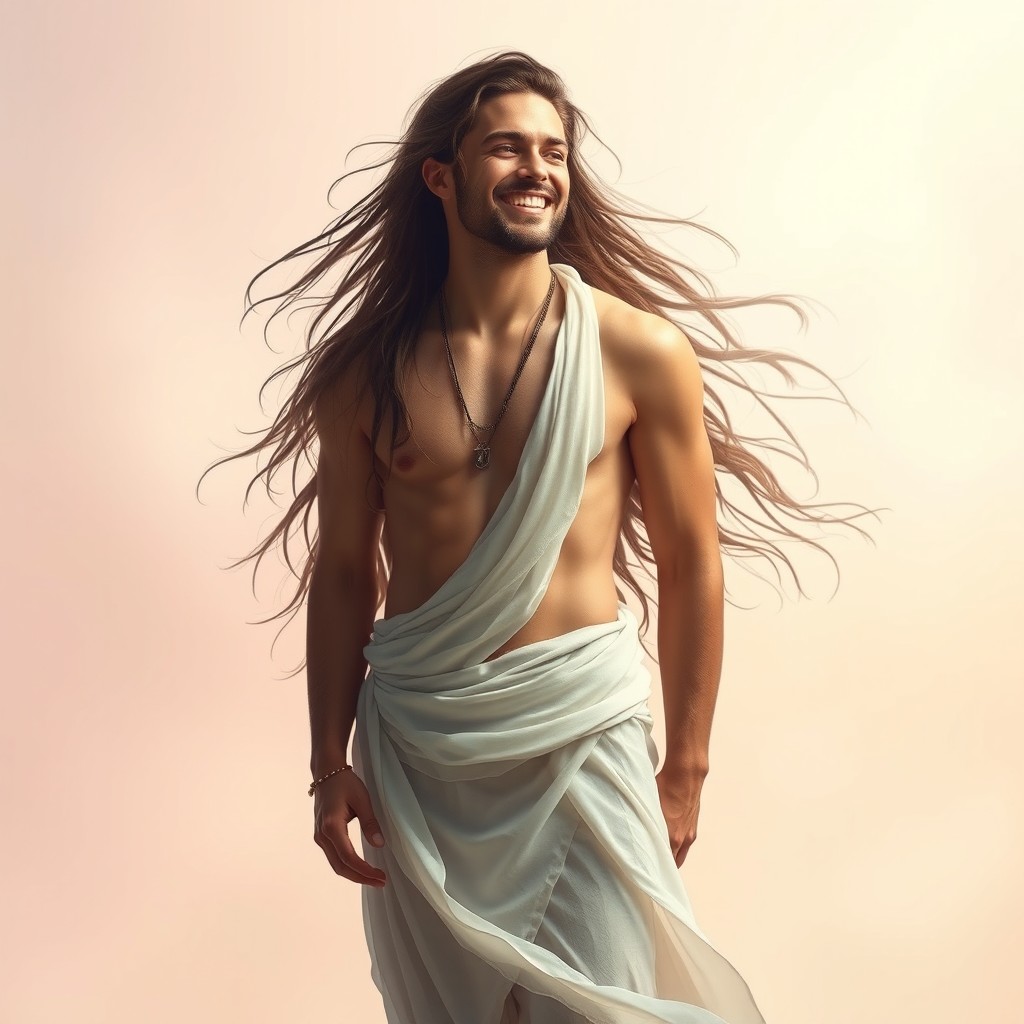 A captivating image of a man experiencing a transformation into a woman, showcasing a blend of masculine and feminine features