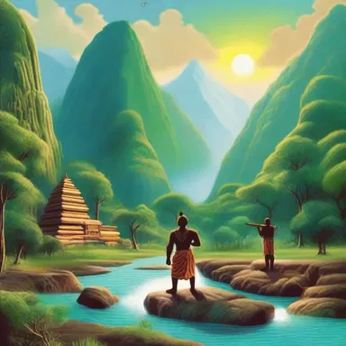 The ancient tribe believed that their deity carved out the mountains and rivers in the divine act of creation.