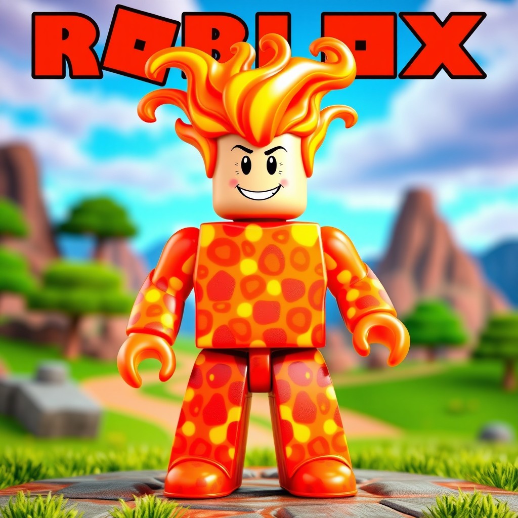 A cool Roblox character inspired by a lava man, featuring a vibrant lava-themed design
