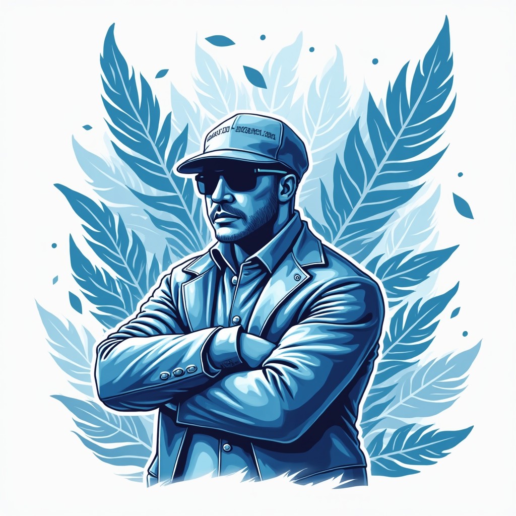 Create a sharp, high-quality vector illustration that echoes the elements of the provided blue image while incorporating themes of money, luxury, and urban style