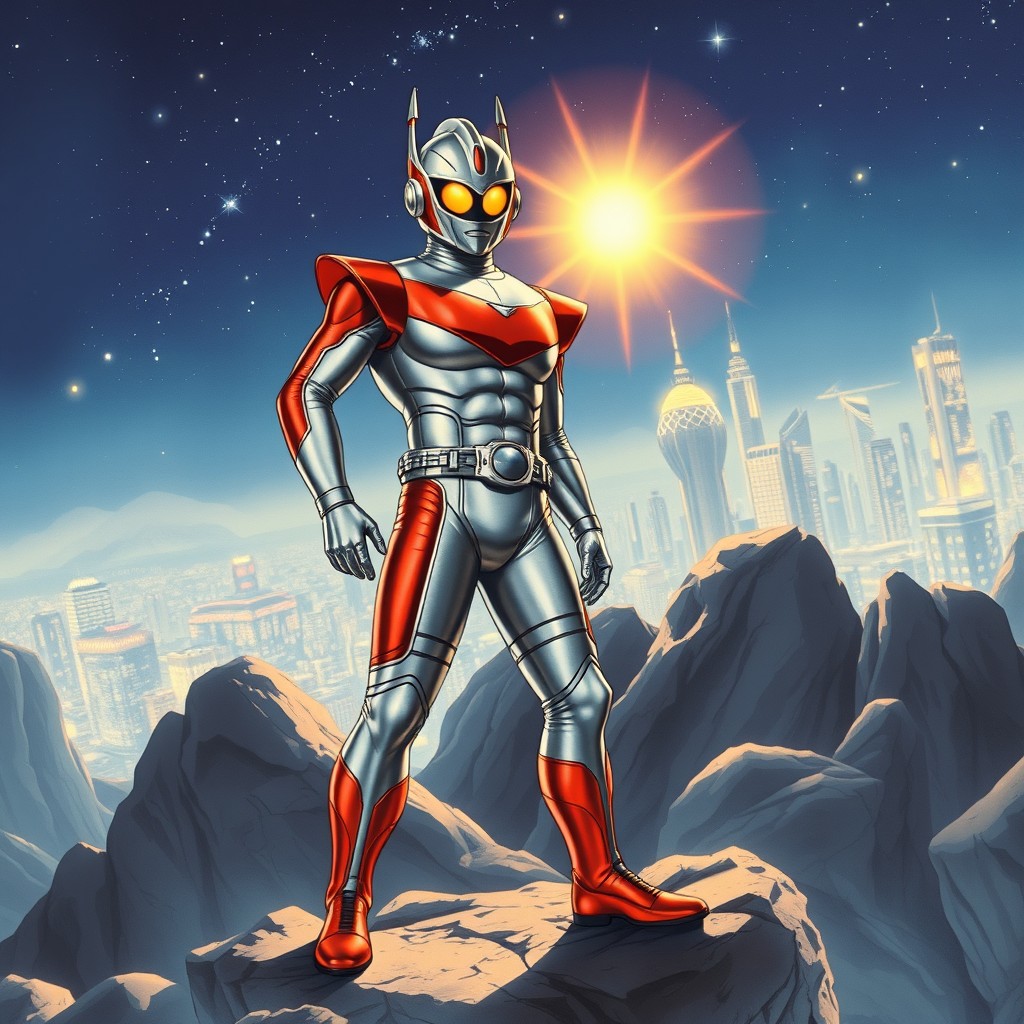 An illustration of Ultraseven from the classic 1967 Japanese science fiction series
