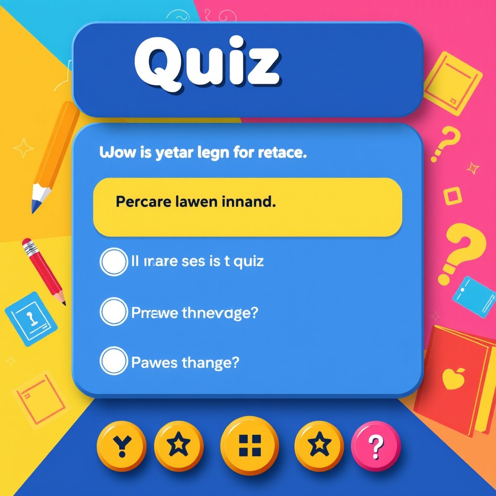 Create a visually engaging quiz interface featuring a colorful, educational theme