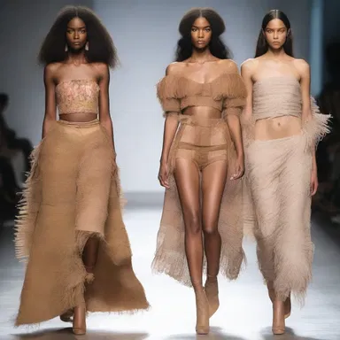 The fashion designer created a stunning guacharo-inspired collection, featuring feathered textures and earthy tones.