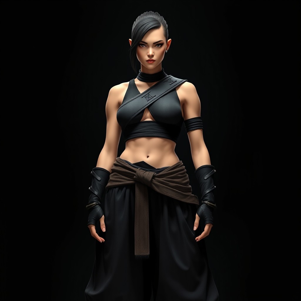 A strong female warrior standing tall at 5'10" with fair skin