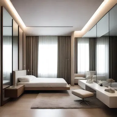 The lie of spaciousness can be created using mirrors strategically placed in the architecture and interior design of a small room.