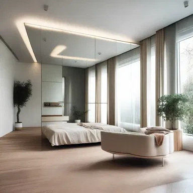 The lie of spaciousness can be created using mirrors strategically placed in the architecture and interior design of a small room.