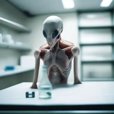 The alien creature lay motionless on the laboratory table as the scientists examined it.