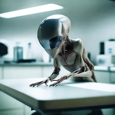 The alien creature lay motionless on the laboratory table as the scientists examined it.