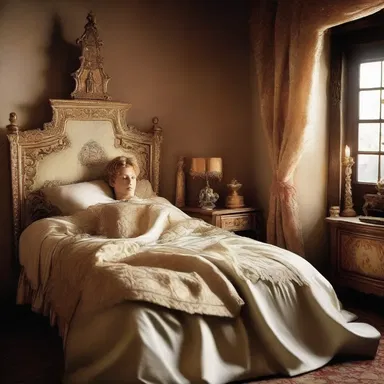 Once upon a time, in a magical kingdom, the prince would lie down on the enchanted bed to sleep.