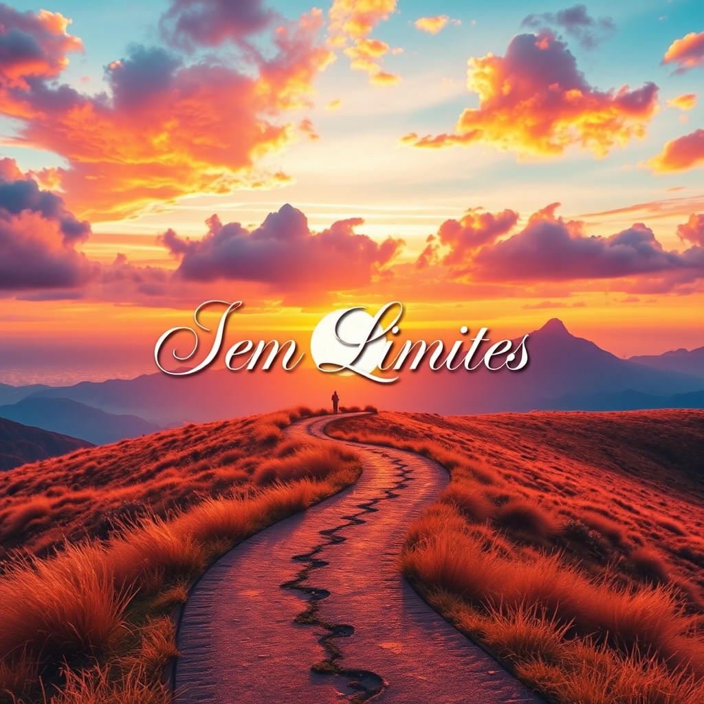 A captivating ebook cover for a book titled 'Sem Limites', featuring a surreal landscape that represents limitless possibilities