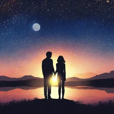 As the sun set, they lied under the starry sky, hand in hand.