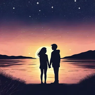 As the sun set, they lied under the starry sky, hand in hand.