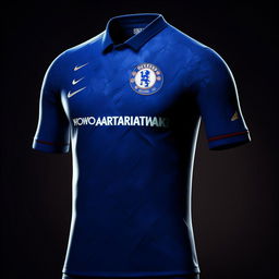 An 8K resolution, 1080HP picture quality envisioning of a brand-new, luxurious Chelsea FC kit, showcasing stellar craftsmanship, elite sports technology, and a design that pays homage to the club's rich heritage.