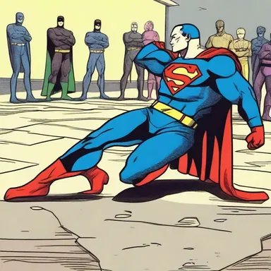 The superhero defeated the villain, leaving them lying unconscious on the ground.