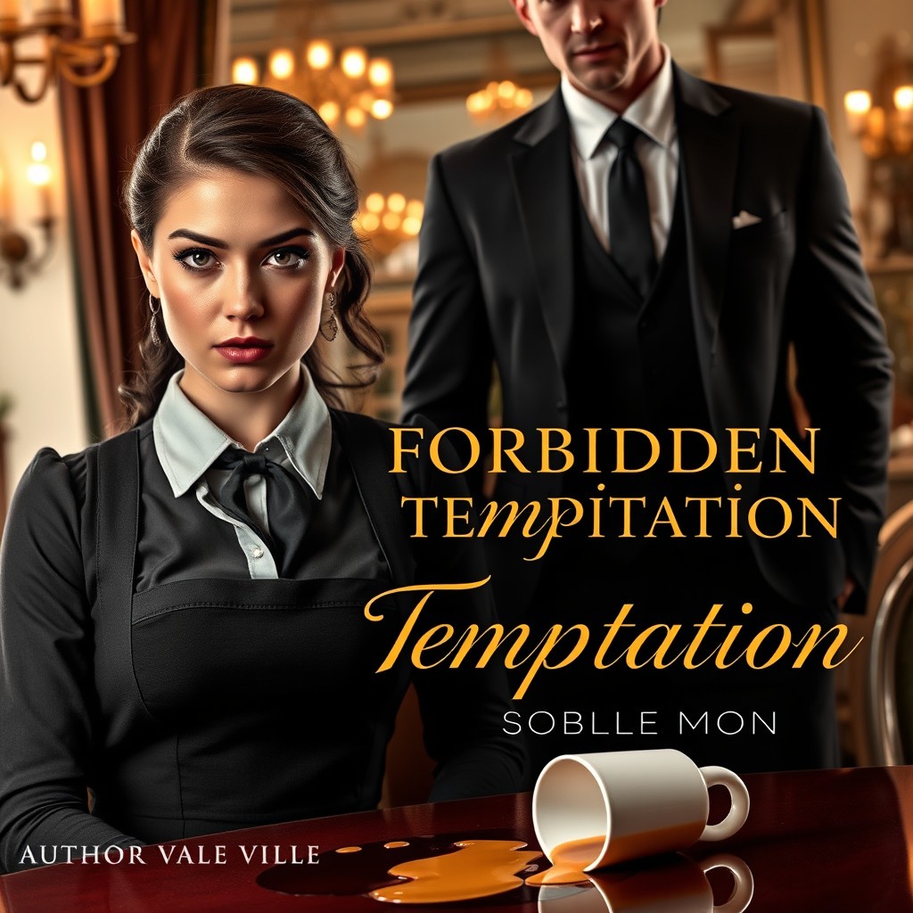 Create a stunning book cover for a romance thriller titled 'Forbidden Temptation'