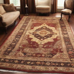 A royal oriental rug and salon cleaning service showcasing clean, well-kept oriental rugs and luxurious salon areas. Use warm, inviting colors to express cleanliness and comfort.