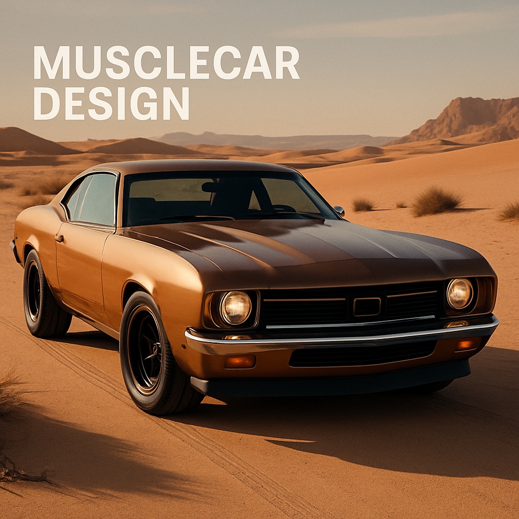 Make a musclecar design from the picture and type designused  like the picture I send