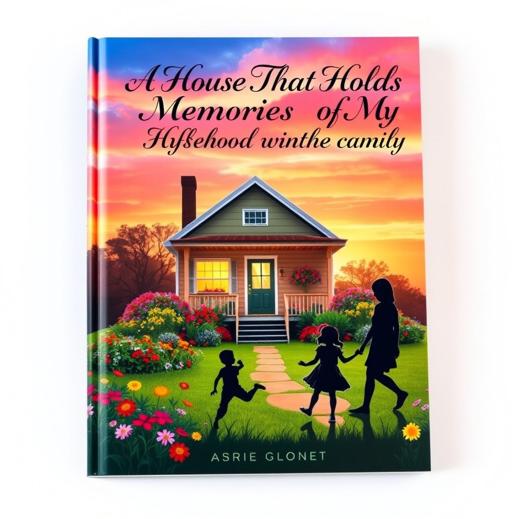 A nostalgic book cover for 'A House That Holds Memories of My Childhood with My Family'
