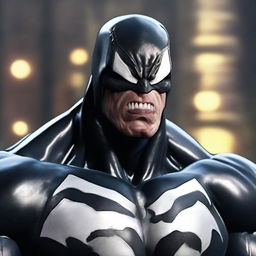 Generate a realistic depiction of John Cena as the Marvel character Venom