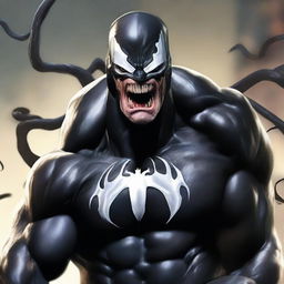 Generate a realistic depiction of John Cena as the Marvel character Venom