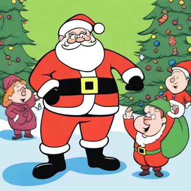 In the cartoon, the character wearing a Santa Claus outfit made an unseasonably early appearance, much to the surprise of the other characters.