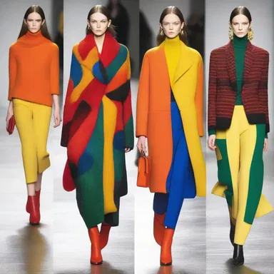 The designer's collection showcased unseasonably bright and vibrant colors for the fall season, challenging traditional autumn palettes.