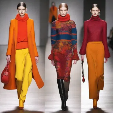 The designer's collection showcased unseasonably bright and vibrant colors for the fall season, challenging traditional autumn palettes.