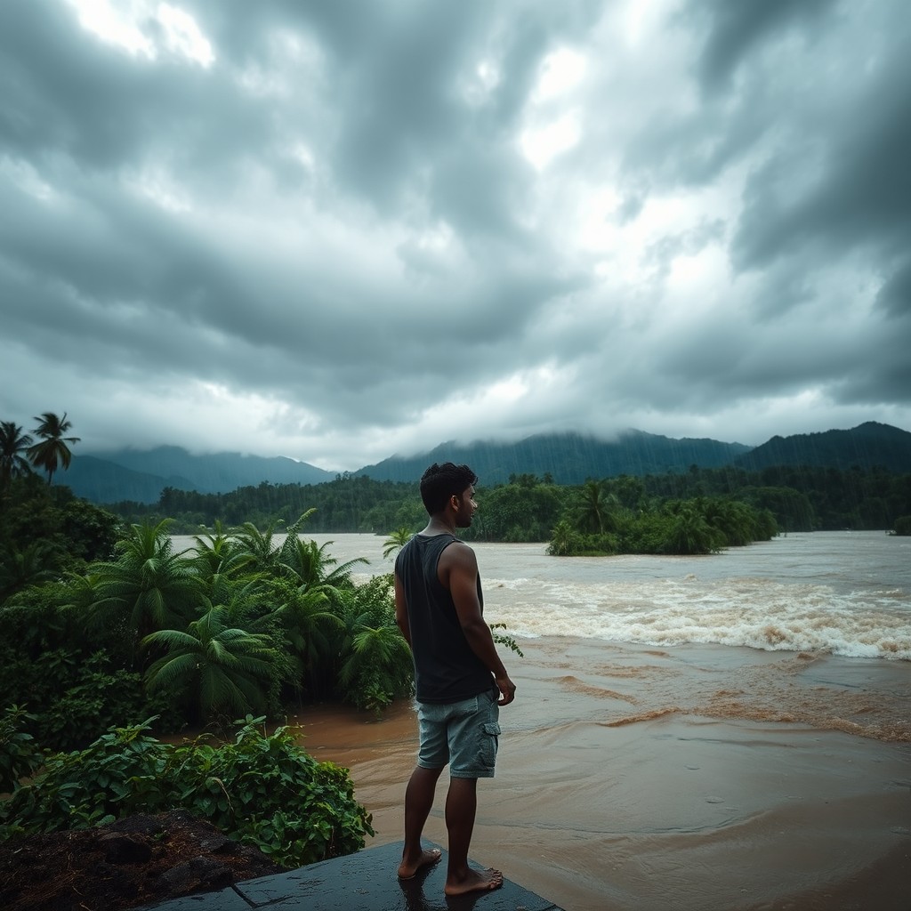A captivating scene capturing a monsoon day in Sri Lanka
