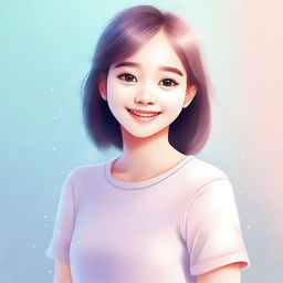 A high-quality digital art piece featuring a pleasant-looking young girl