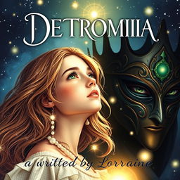 An enchanting book cover for 'DETROMIA' written by Lorraine, illustrating a captivating fantasy romance