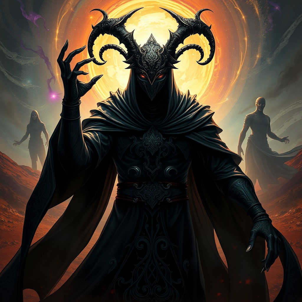A visually striking and powerful depiction of a character inspired by the concept of Psychomantis from video games, combining elements of a mysterious and powerful psychic figure