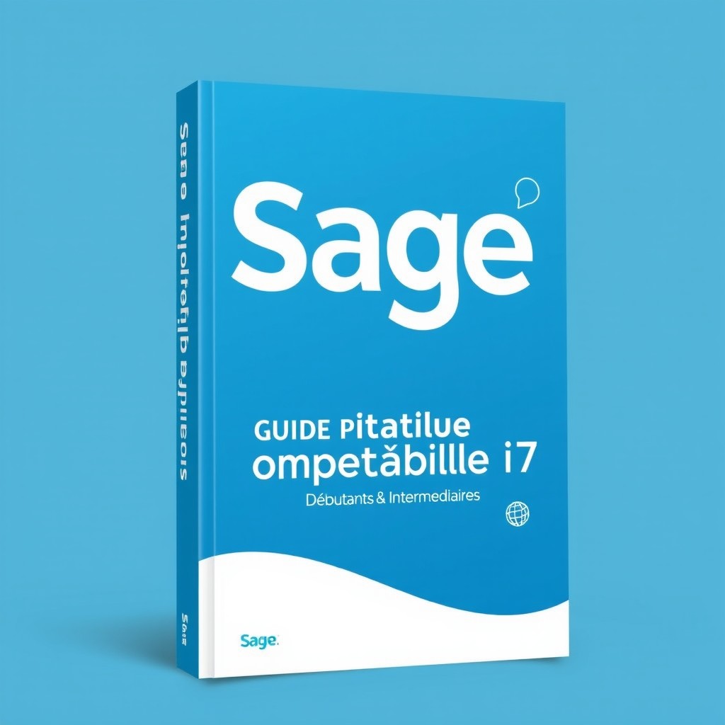 A modern and professional digital product cover design for a training guide on Sage i7 accounting