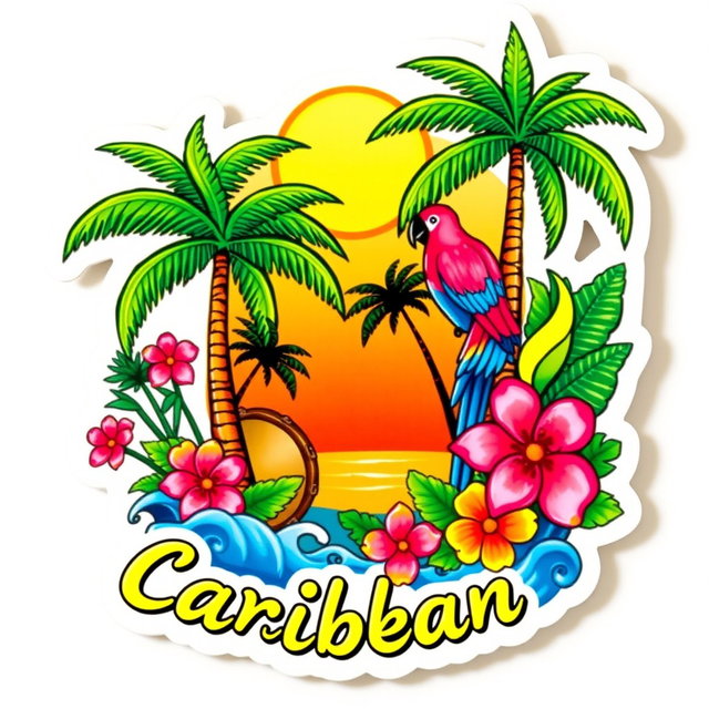 Tropical Vibes: Caribbean-Themed Sticker Collection