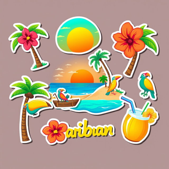 Tropical Vibes: Caribbean-Inspired Sticker Design