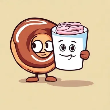 In the cartoon, the character indulged in a delicious cruller with their morning coffee.