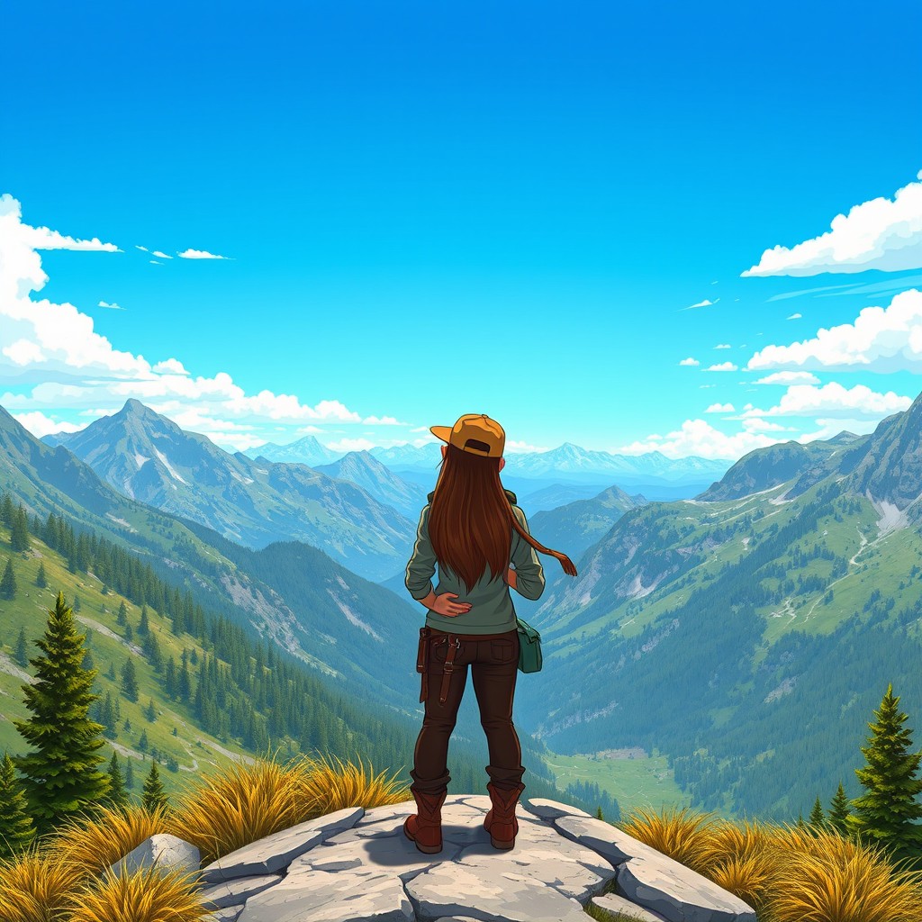 A breathtaking landscape featuring a stunning natural view of mountains and a bright blue sky