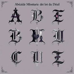 An artistic interpretation of an 'Abécédaire de la Mort et du Deuil', featuring beautiful illustrations representing each letter of the alphabet associated with themes of death and mourning