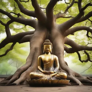 According to Buddhist mythology, the Buddha achieved satori while meditating under the Bodhi tree.