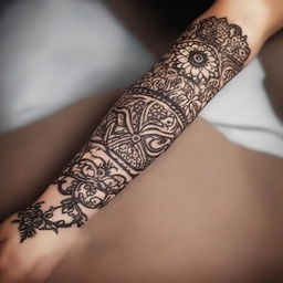 A high-resolution digital art image showcasing intricate henna designs